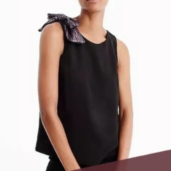 J. Crew Womens Black Shoulder Bow Drapey top - Picture 6 of 8